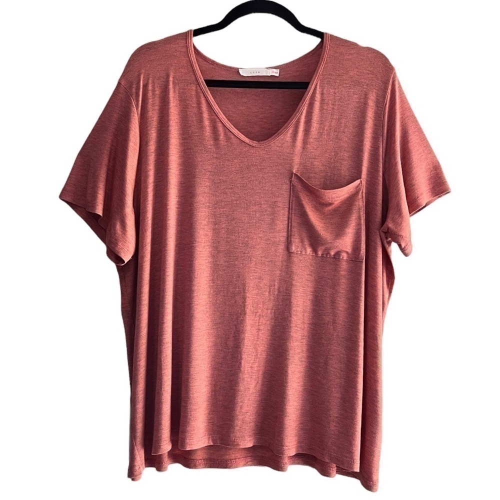 Lush Plus Size Flowy Pocket V-Neck Top - Desert Rose Marled‌‌‌‌‌‌‌